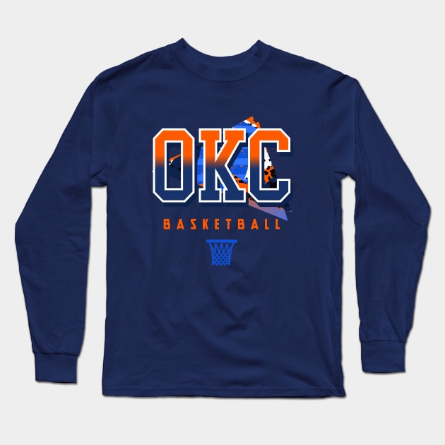 Oklahoma City Retro Basketball Long Sleeve T-Shirt by funandgames